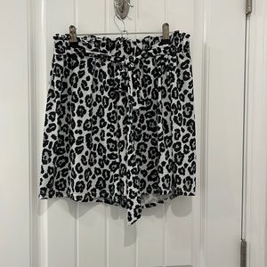 Black white and gray cheetah print shorts